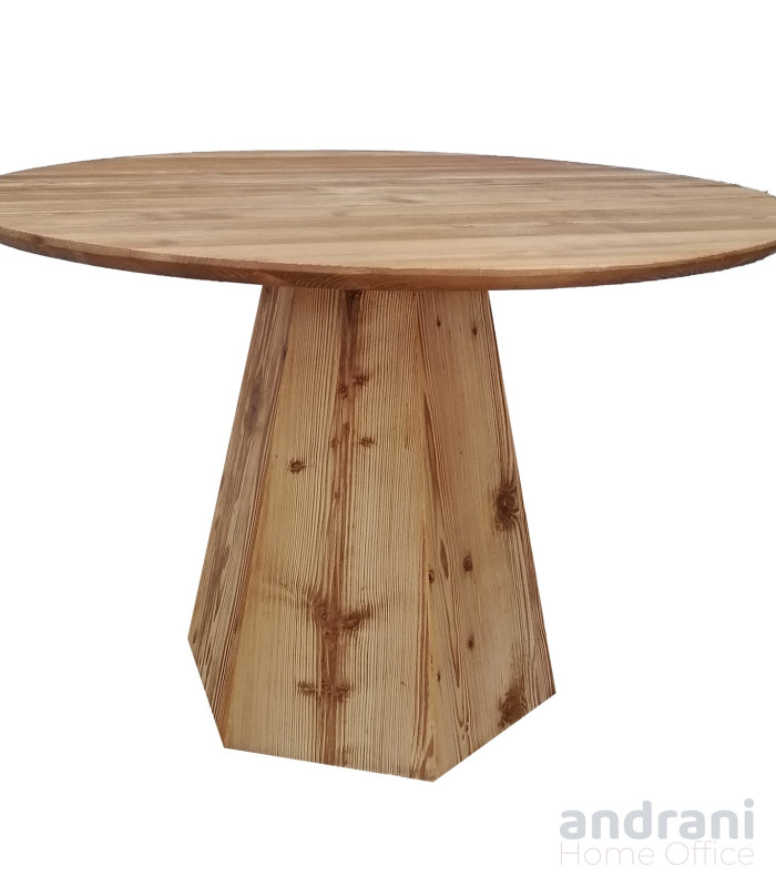 Masa rotundă cu piedestal trunchi de con hexagonal